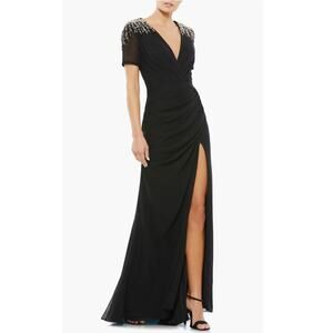 Ieena Mac Duggal Sequined Embellished Shoulder Evening Gown Size 8 NWOT #55704